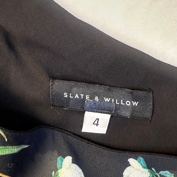 Slate & Willow Women's Maxi Dress Black Hudson Floral One-Shoulder Sz 4 - Picture 4 of 15